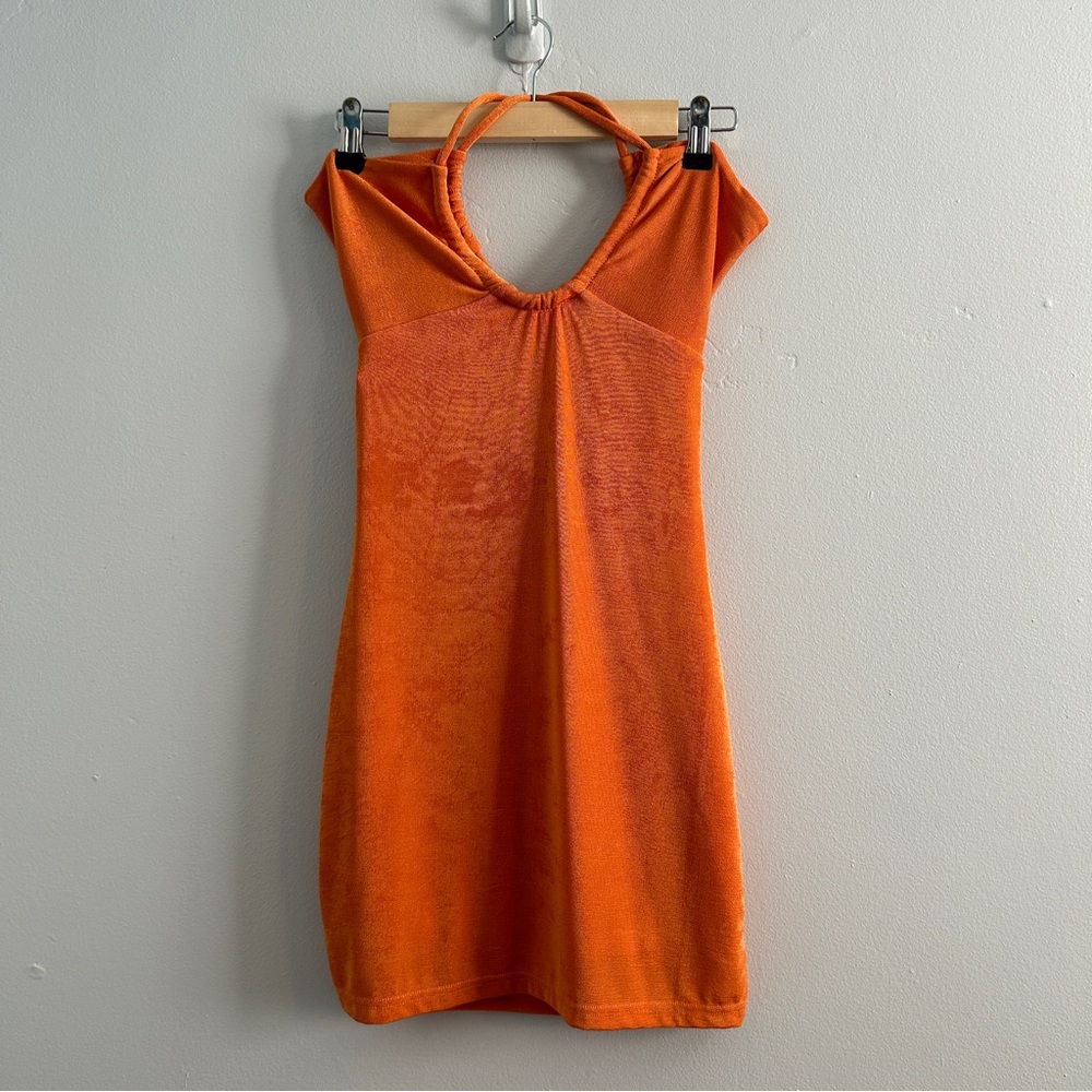 PEPPERMAYO Orange Cutout Bodycon Mini Dress Size 2 Slinky Bright Orange